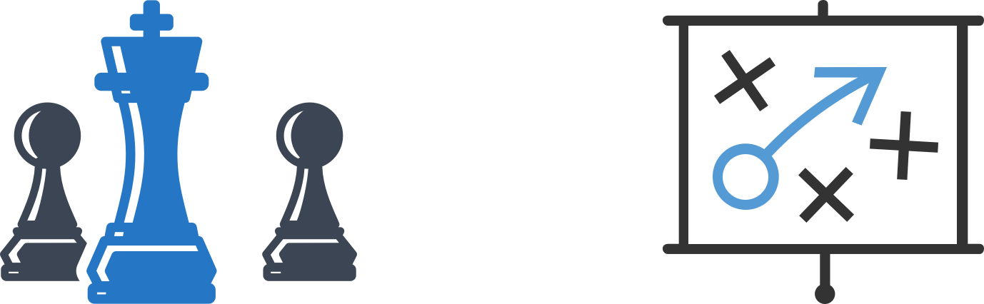 Different Icons Symbolising Strategy - Png Strategy (1378x426)