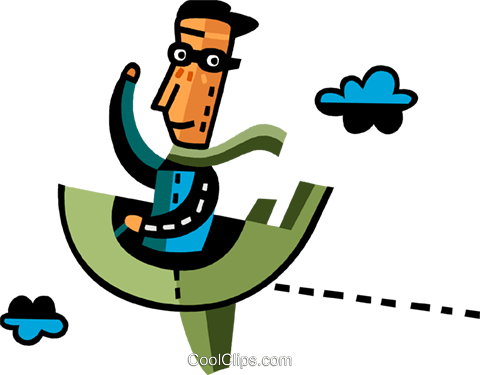 Man Flying Airplane Royalty Free Vector Clip Art Illustration - Man Flying Airplane Royalty Free Vector Clip Art Illustration (480x375)