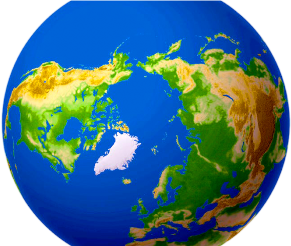 World Map Clipart Earth Map - North Pole Globe View (640x480)