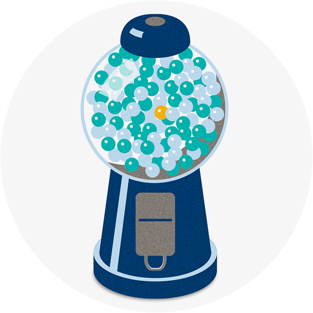 Gumball Machine Showing A Single Orange Gumball Among - Gumball Machine Showing A Single Orange Gumball Among (637x637)