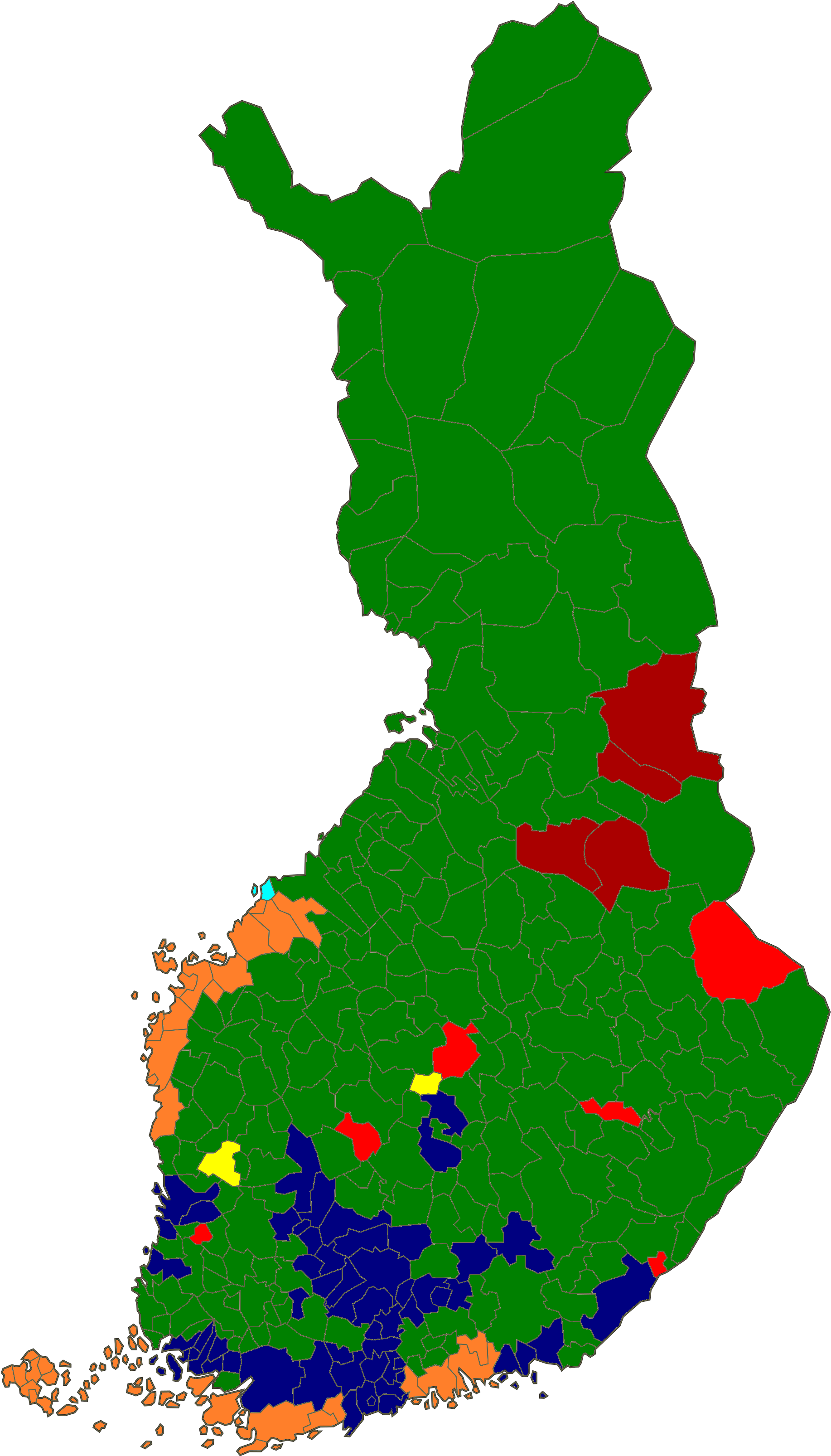 Results By Municipality Of The 2014 Ep Election In - Landskap Finland (1850x3220)