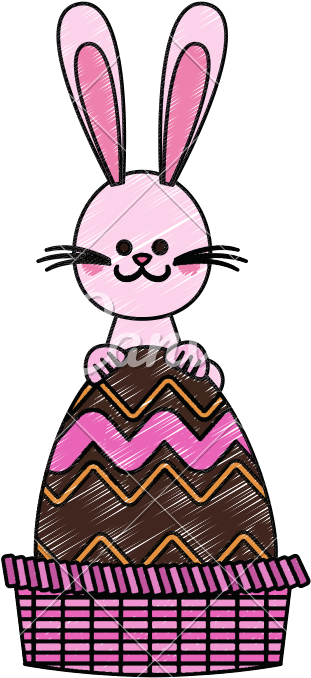 Cute Rabbit With Easter Egg Cartoon - Cartoon (800x800)