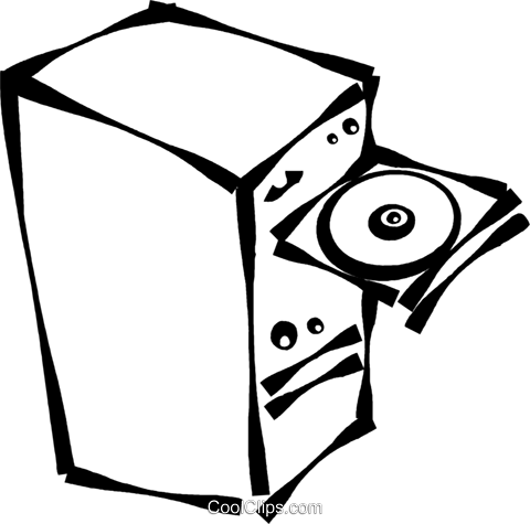 Cpu With Cd Rom Open Royalty Free - Cd Drive Clipart Black And White (480x475)