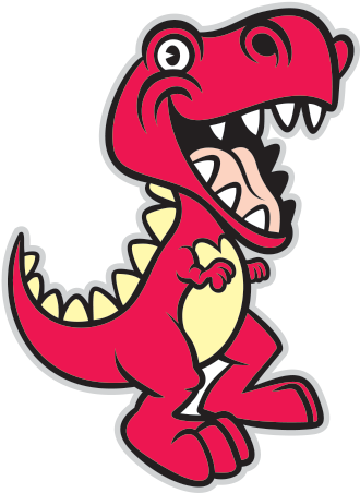 Printed Red Dino Stickers Factory Trex - Cartoon T Rex Head (600x600)