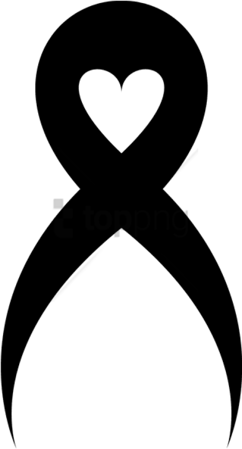 Free Png Breast Cancer Ribbon Vector Black And White - Heart (481x892)
