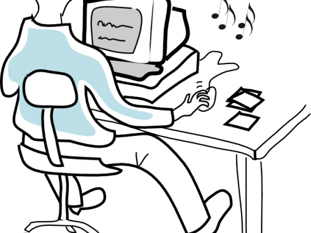 Music Clipart Computer - Listen To Music Computer Cartoon (640x480)