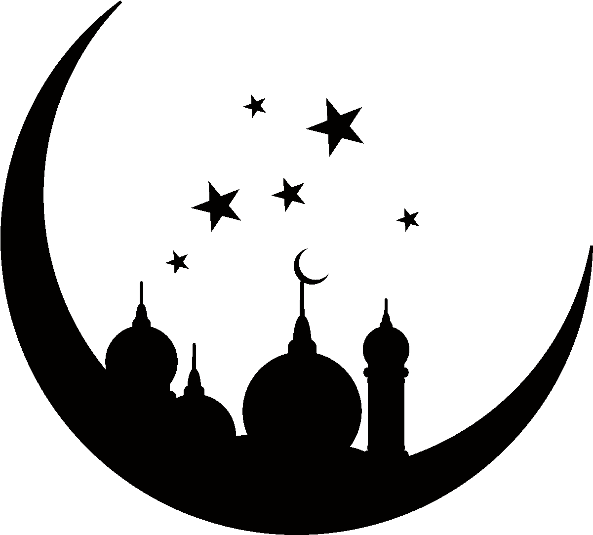 Sticker Oriental Monument Sur La Lune Et Les Étoiles - Lune Et Etoile Png (1200x1200)