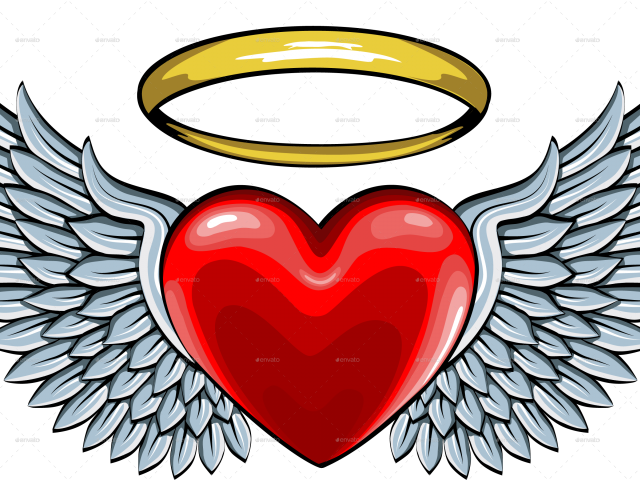 Halo Clipart Photoshop Angel - Angel Wings On A Heart (640x480)