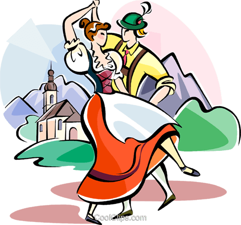 Traditional Dancers Royalty Free Vector Clip Art - German Dancing Clipart (480x449)