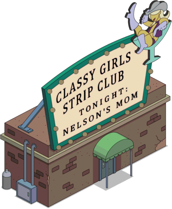 Tapped Out Classy Girls Strip Club - Cartoon (558x678)