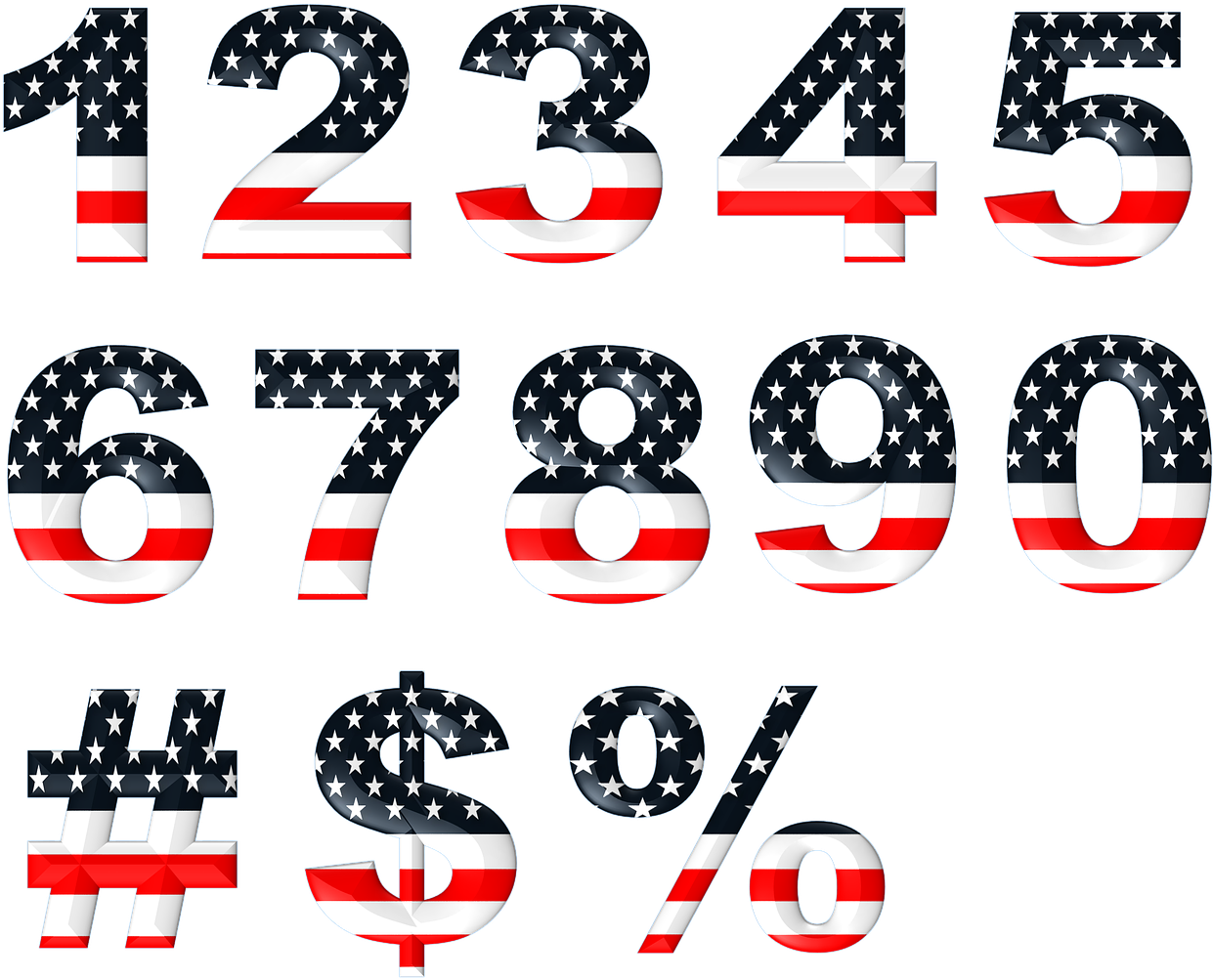 Numbers Numeric Stars - Stars And Stripes Free Font (1280x1167)