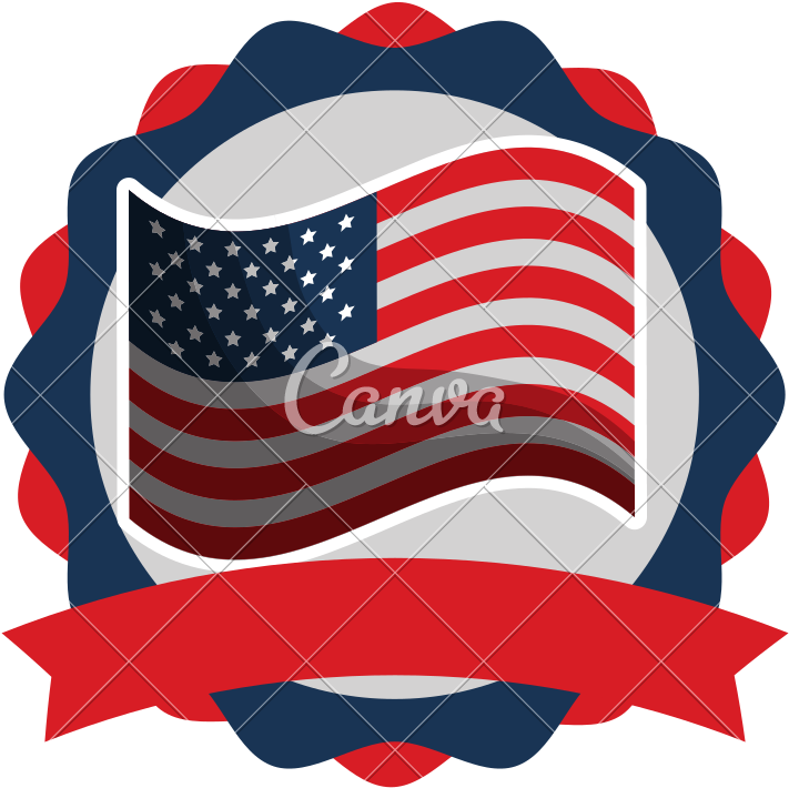 Usa Emblem With Ribbon - Illustration (800x800)