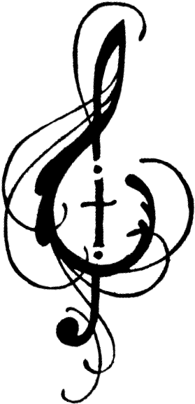 Cross Tattoos Png Transparent Images - Cross With Music Notes (390x610)