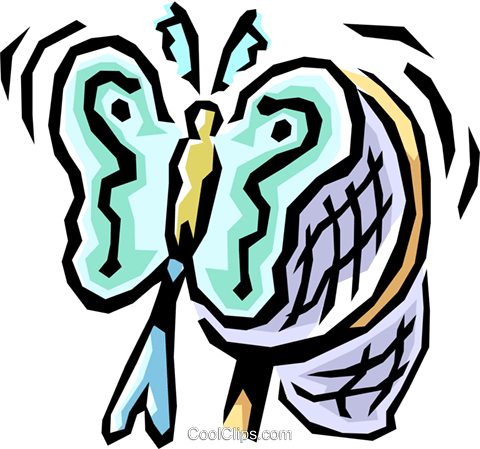 Butterfly With Net Royalty Free Vector Clip Art Illustration - Butterfly With Net Royalty Free Vector Clip Art Illustration (480x449)