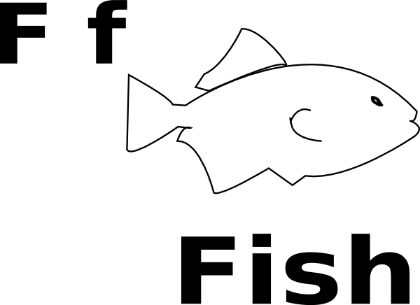 Fish Clip Art - F Clipart Black And White (600x436)