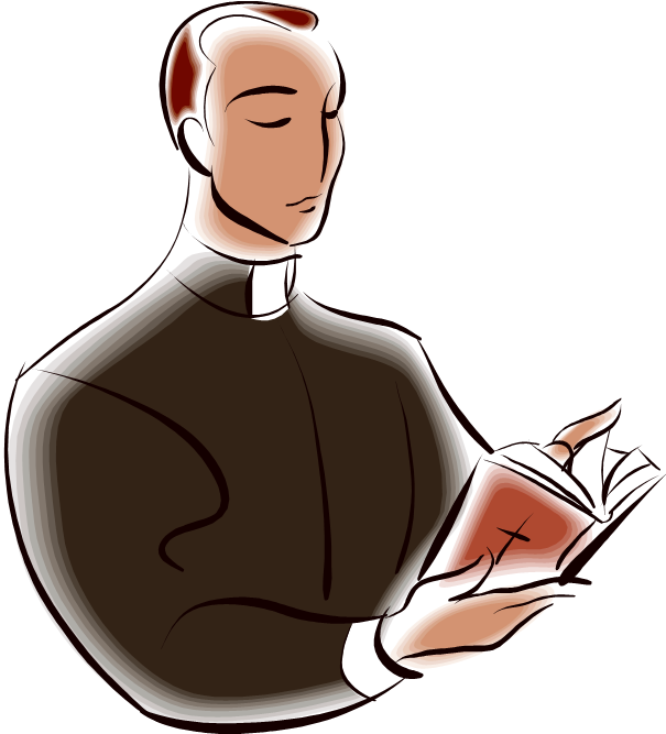 Priest With Bible - Holy Orders Clipart (609x676)