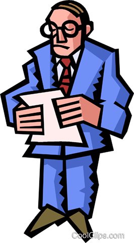 Businessman Reading Notes Royalty Free Vector Clip - Businessman Reading Notes Royalty Free Vector Clip (266x480)