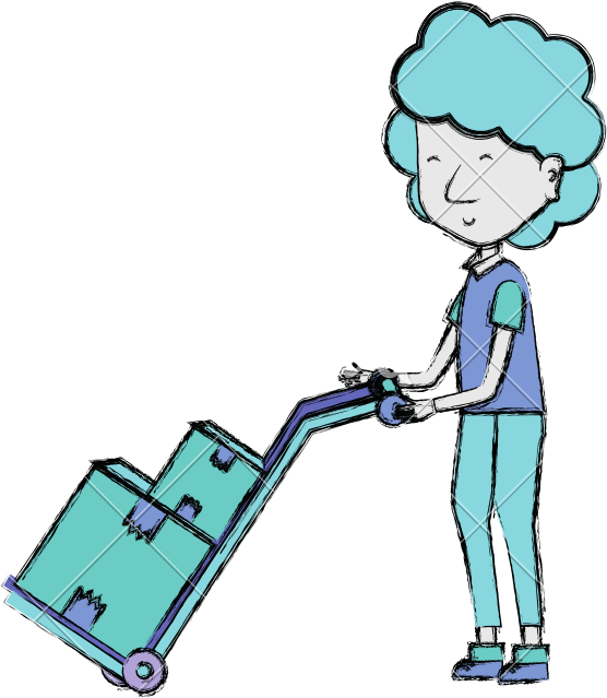 Delivery Man With Packages Sketch Clipart , Png Download - Cartoon (556x639)