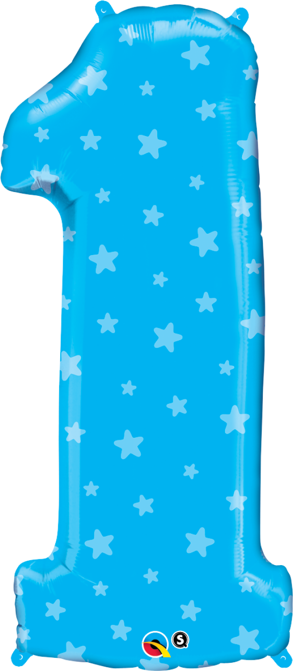 Foil Number, Stars Blue "1" - Birthday Qualatex Balloons Boutique (1380x1380)
