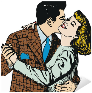 Pareja De Enamorados En El Dia De San Valentin Sticker - Cartoon (400x400)