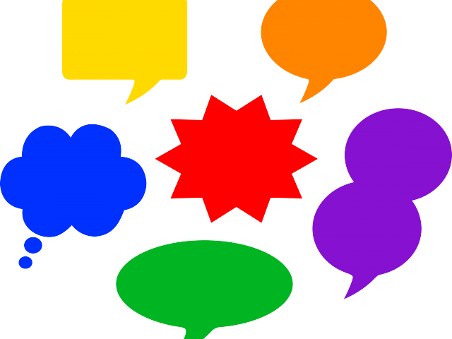 Colours Clipart Speech Bubble - Colored Speech Bubbles Clip Art (640x480)
