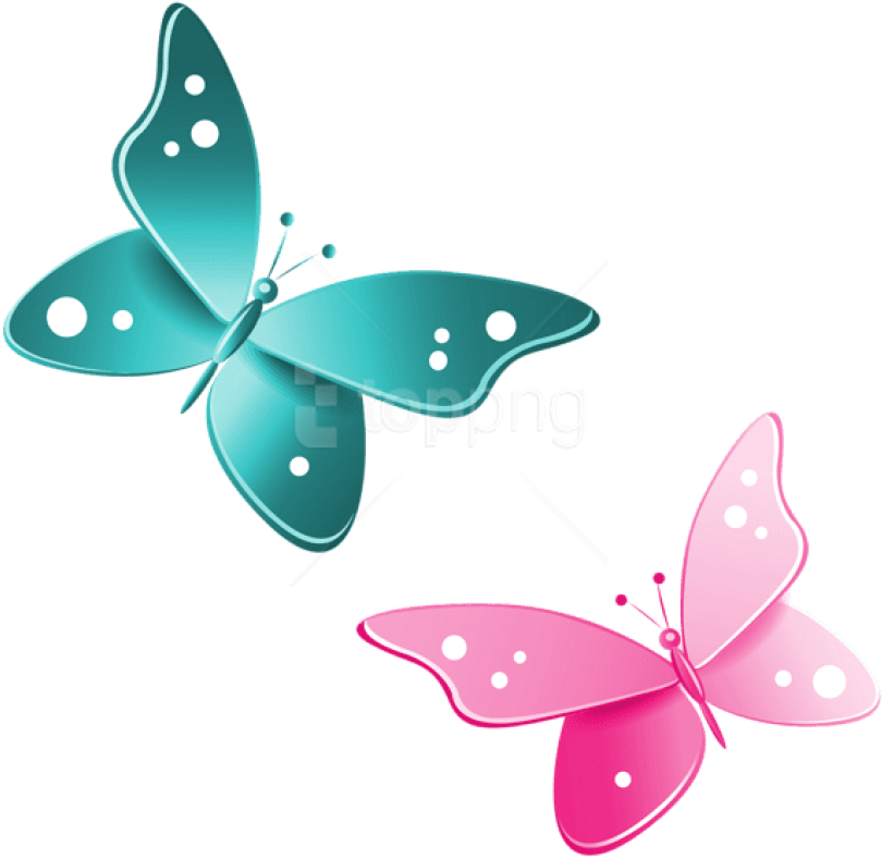 Free Png Download Blue And Pink Butterflies Clipart - Butterfly Clipart Png Transparent (850x838)