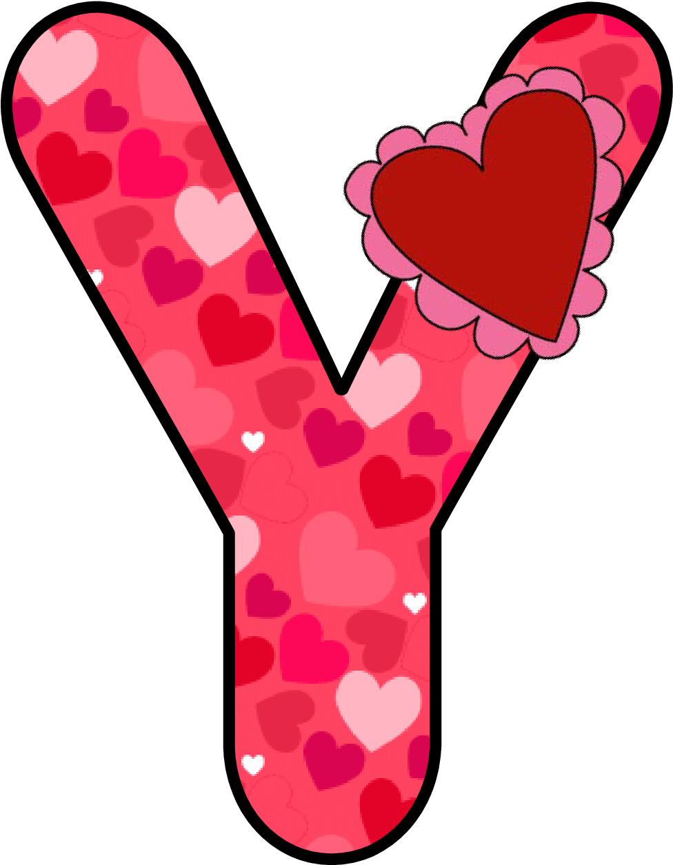 Ch B *✿* Alfabeto Corazon De Kid Sparkz Letter W, Letter - Letra Y Decorada Con Corazones (1061x1332)