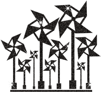 Hotfix Heat Transfer Glitter Vinyl Black Windmill Motif - Paper (415x415)