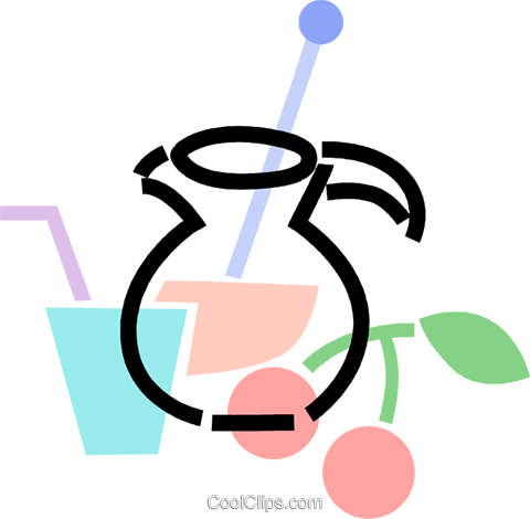 Saft Krug Und Glas Mit Kirschen Vektor Clipart Bild - Saft Krug Und Glas Mit Kirschen Vektor Clipart Bild (480x470)