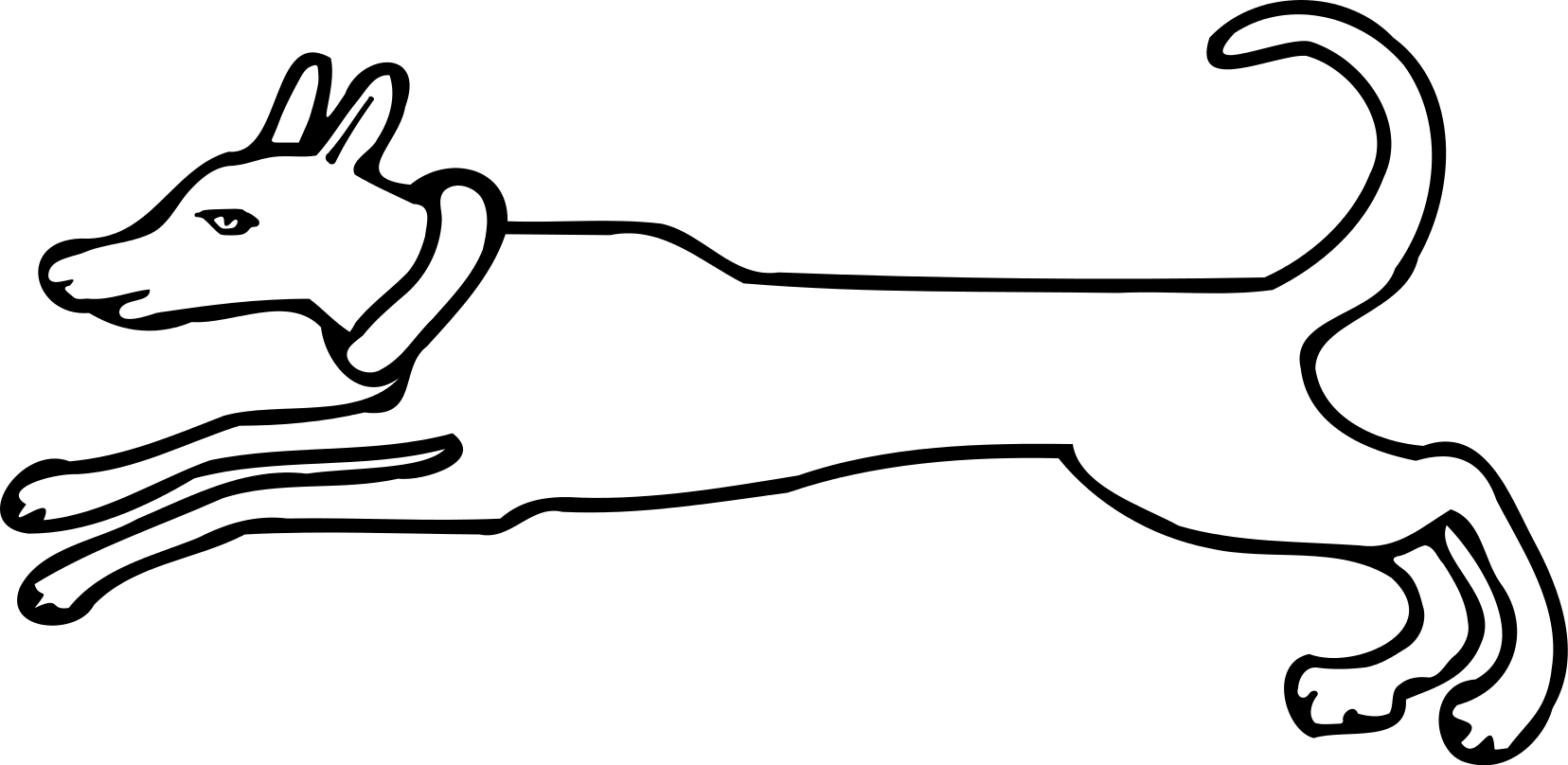 Heraldique Chien Courrent - Line Drawing Running Dog (1656x808)