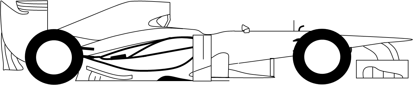 F1 Car Side Drawing (1363x281)
