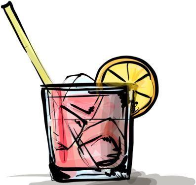 Cocktail Clipart Tipsy - Pink Gin (640x480)