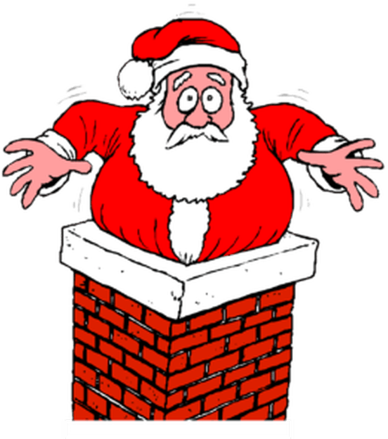 This Is What Claus - Cartoon Santa Stuck In Chimney (561x635)