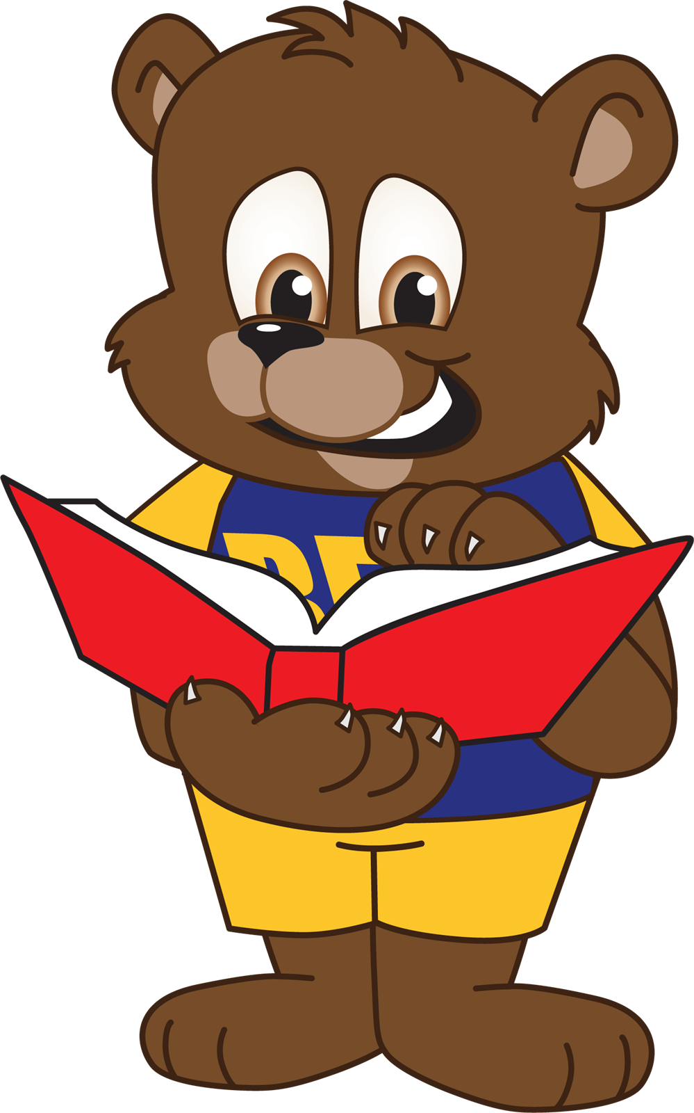 Brookwood Bear Holding Book - Cartoon (999x1600)
