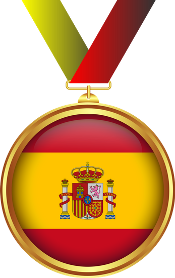 Medal, Gold, Tape, Transparent Background, Decoration - Spain Flag (347x550)