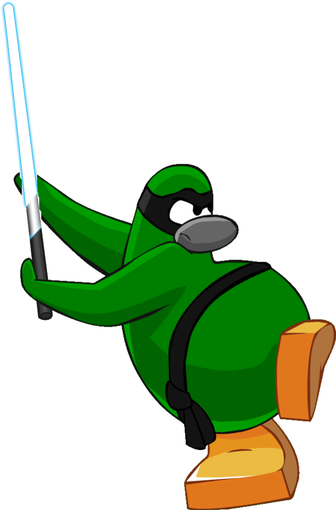 Lightsaber Clip Art - Ninja Penguin Green (830x1140)