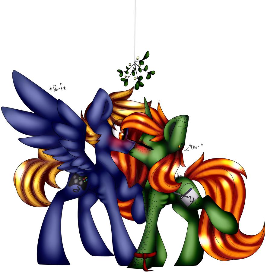 Kiss Under The Mistletoe - Cartoon (885x903)