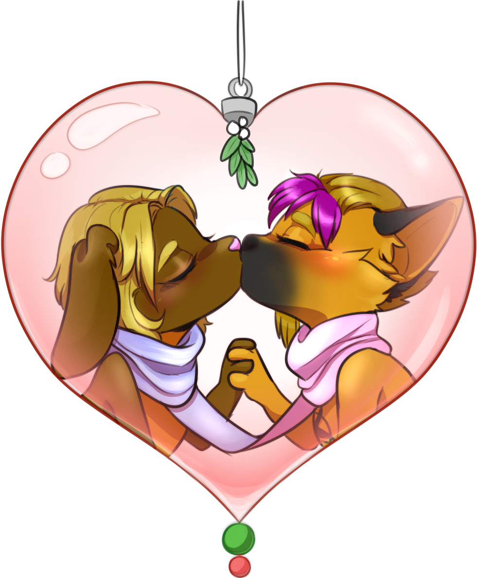 A Christmas Kiss - Cartoon (1073x1198)