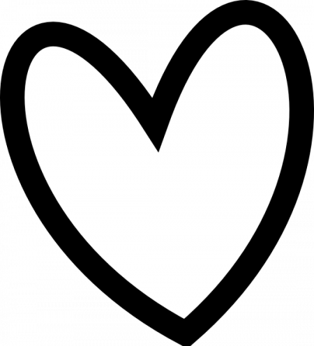 Curly Heart Outline Clipart - Black Heart Outline Clipart (450x496)