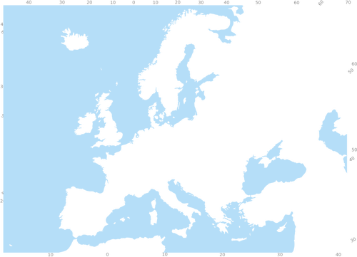 Blue And White Clip Art Of Map Of Europe - Europe Blank Map Rivers (500x361)