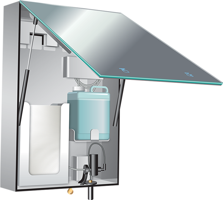 0661-t Velare™ Btm System Stainless Steel Cabinet With - Behind Mirror Hand Dryer (880x880)