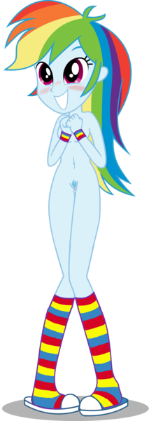 Blushing, Breasts, Clothes, Edit, Edited Screencap, - Human Rainbow Dash Equestria Girl (213x600)