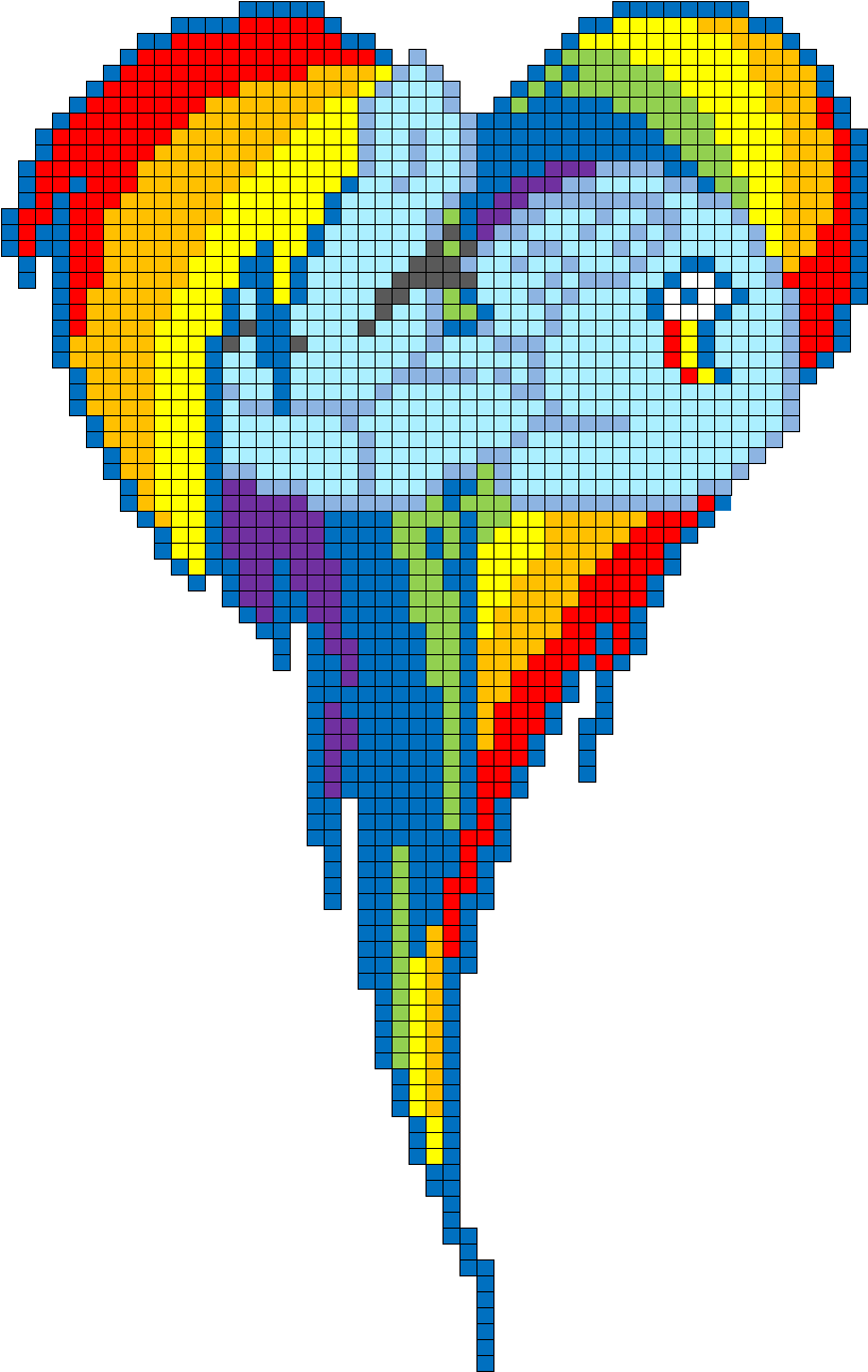 Perler Bead Rainbow Dash Heart (881x1411)