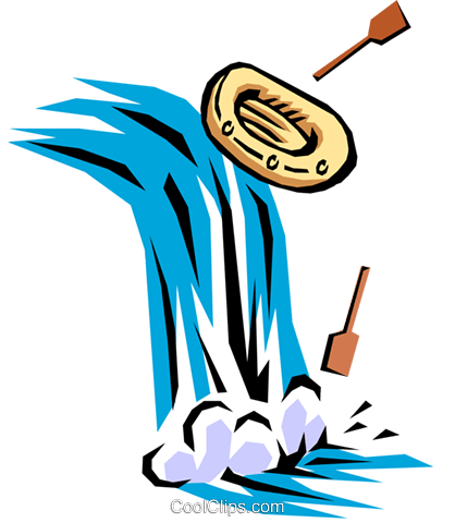 Waterfalls Royalty Free Vector Clip Art Illustration - Raft Clip Art (418x480)