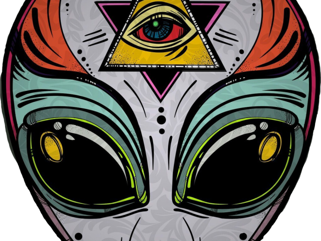 Drawn Alien Illuminati - Black And White Alien Drawing (640x480)