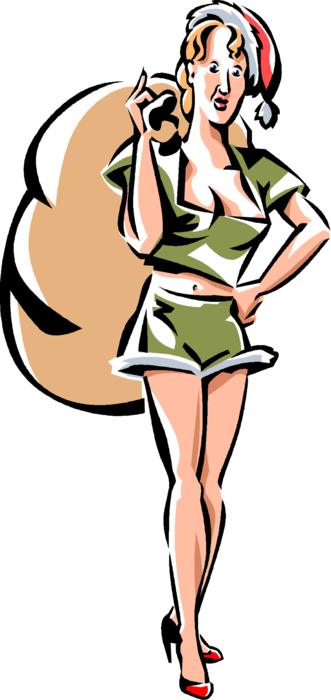 Vector Illustration Of Santa Claus' Sexy Helper Elf - Vector Illustration Of Santa Claus' Sexy Helper Elf (331x700)
