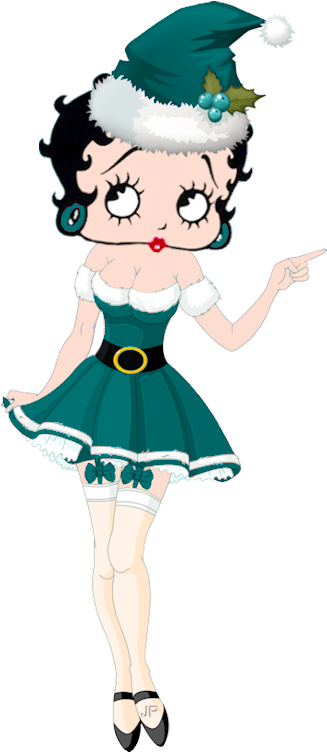 Sexy Betty In A Green Christmas Outfit - Santa Claus Girl Drawing (397x778)