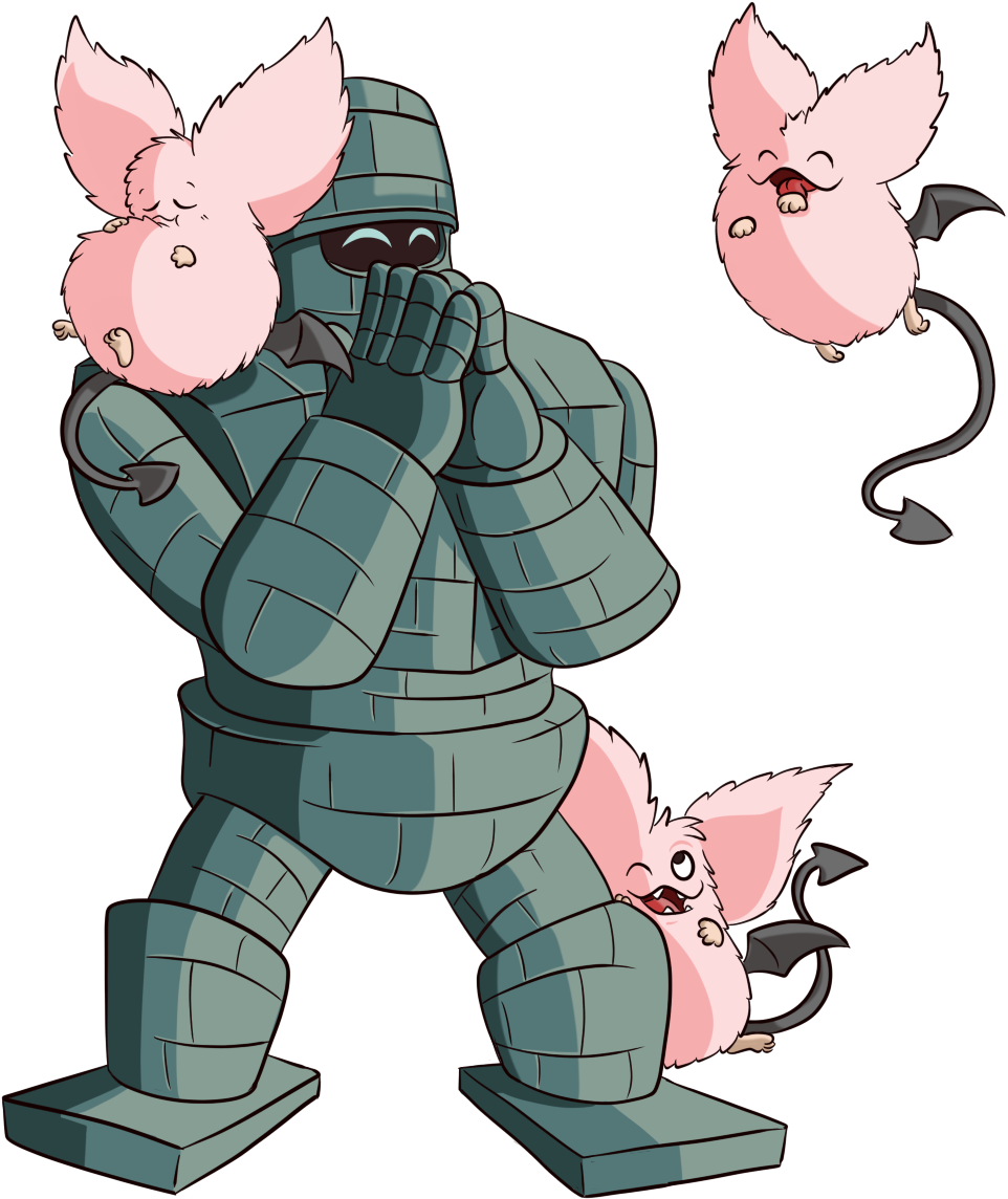 “ Stone Golem And Pink Sanguini From Dragon Quest 78/80 - Cartoon (1200x1200)