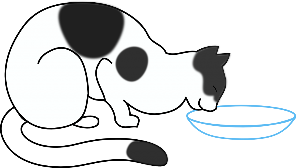 Cat Clipart Drinking Water - Cat Clip Art Black (1024x580)