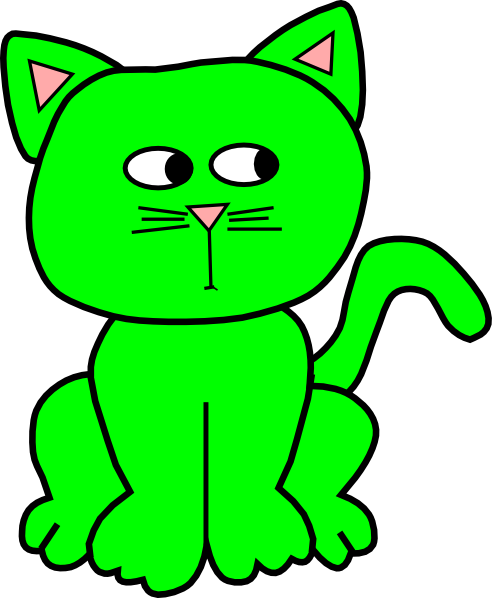 Green Paranoid Clip Art - Sad Clip Art Cat (492x598)